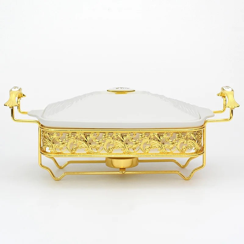 Luxury ceramics square water wave design chafing dish 2.8L